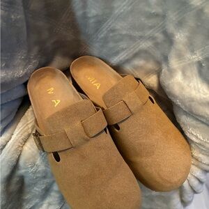 MIA Tan Buckle Slip-Ons